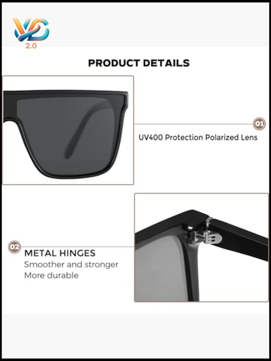 Trendy Oversized Square Sunglasses Flat Top Fashion Shield Shades UV400 main image 5